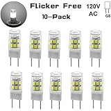 G8 led Bulb dimmable 30W Halogen Bulbs Replacement, jcd g8 gy8.6 120 Light Bulbs Under Cabinet Lights and Puck Lights, Pack of 10 (Daylight White 6000K)