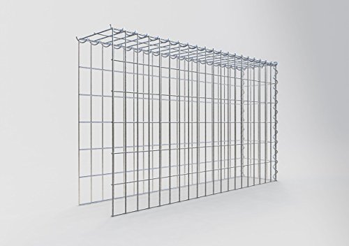 GABIONA Steinkorb-Gabione eckig, Maschenweite 5 x 10 cm, Tiefe 20 cm, Anbaukorb Typ 4, Spiralverschluss, galvanisch verzinkt (100 x 60 x 20 cm)