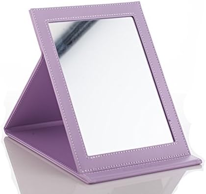 Tabletop Makeup Mirror Portable Folding Mirrors Small Cosmetic Mirror (purple)