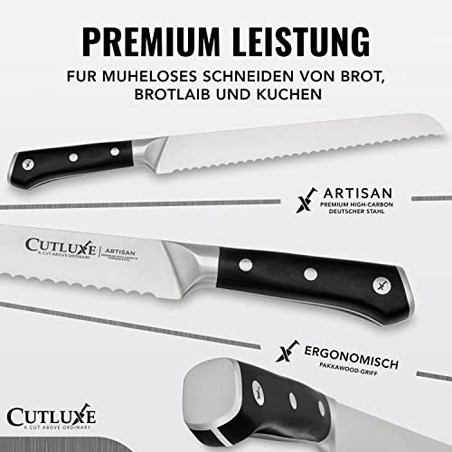 Cutluxe Brotmesser 25cm mit Wellenschliff – Brotschneidemesser Brötchenmesser Küchenmesser Kochmesser – Ergonomisches Design & Extrem Scharf thumbnail 2