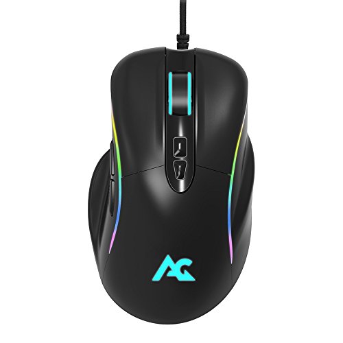 ACGAM G502 RGB Gaming Mouse, OMRON Switch Avago 3050 4000DPI 7 Programmable Buttons, Replaceable Sides Wired Gaming Mouse for Gamer / Programmers