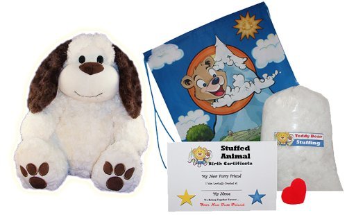 Make Your Own Stuffed Animal "Button The Dog" - No Sew - Kit With Cute Backpack!
