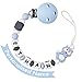 Pacifier Clip Personalized Name, MCGMITT Customized Binky Holder Teething Silicone Beads for Baby Girls Boys (Blue)