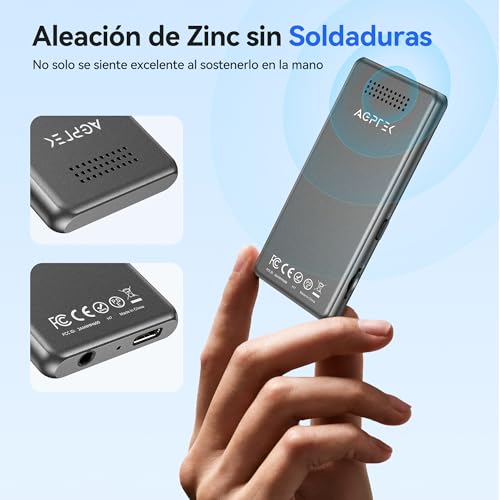 AGPTEK Reproductor MP3 Bluetooth 5.4, 1.8" Reproductor MP3 Metal Portátil, Altavoz Integrado y Radio FM, MP3 de Niños Botones Táctiles, Sin Memoria Interna, Externo hasta 128GB (0 GB)