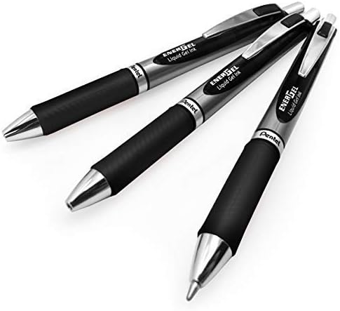 Pentel-Energel BL80 Retractable Liquid Gel Ink Rollerball Pen - 1.0mm - Black - Pack of 3, 3 count (Pack of 1)