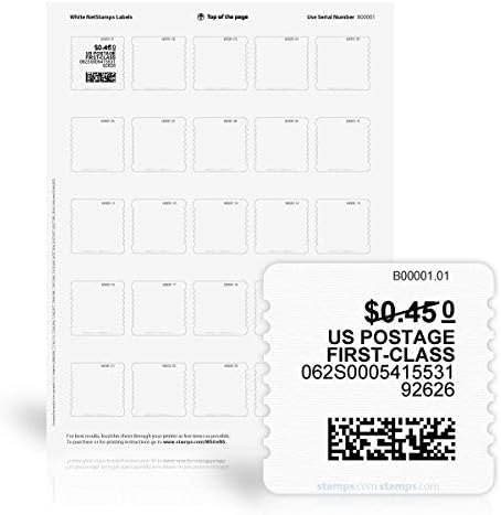 Amazon.com : Original White NetStamps Labels - 50 Sheets / 1250 Stamps ...