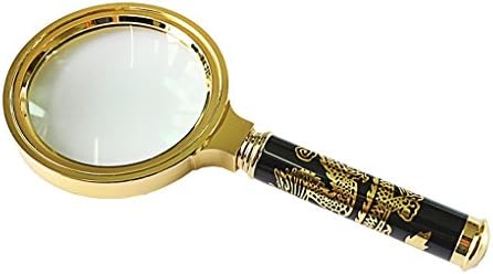 Doshop Handheld 10X Reading Magnifier in Tasteful Red Wooden Handle Sturdy Alloy Frame 90MM Diameter Lens Magnifying Glass