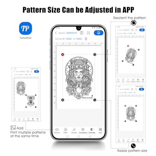 BIOMASER Tattoo Printer Wireless Tattoo Stencil Printer for Tattooing- Bluetooth Tattoo Transfer Stencil Machine Thermal Printer Copier with 10pcs Transfer Paper