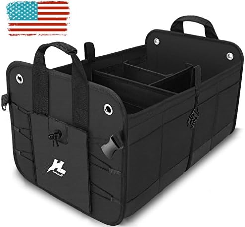 HUANZHAN Car Trunk Organizer Portable Collapsible Car Trunk Cargo Storage Organizer Carrier for Car SUV/Truck/Van Compartments Trunk Organizer(Black)
