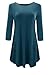 Womens 3/4 Sleeve Tunic Tops Loose Basic Shirt