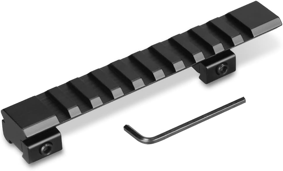 KEENZO Length 125mm Dovetail to Picatinny Extension Adapter Riser Rail Mount Base 11mm Conversion to 20mm Rail with 10 slots