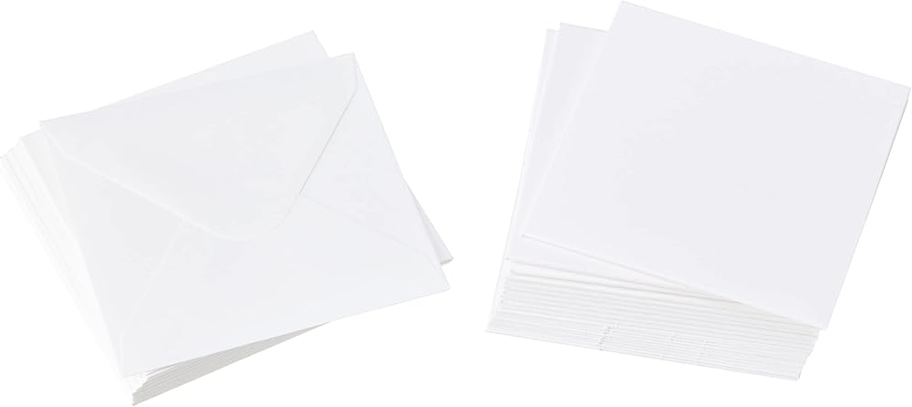 Papermania 3 x 3 Inch Card Blanks and Envelopes Pack of 20 White
