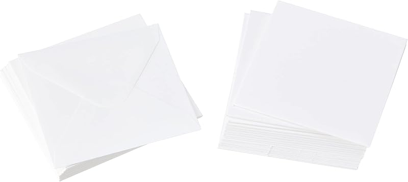 Papermania 3 x 3 Inch Card Blanks and Envelopes Pack of 20 White