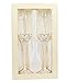 Pearl Finish Wedding Champagne Toasting Flutes, Set of 2 Elegant Ornate Toasting Glasses for Bride and Groom