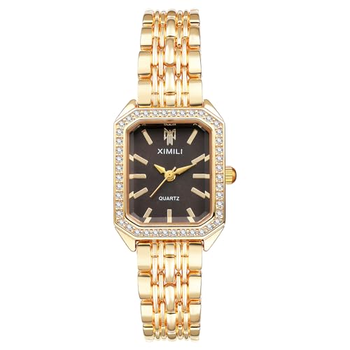 OIDEA Women's Quartz Analogue Watch: Elegant Square Watch with Rhinestones Set Bar Scale Stainless Steel Strap - for Business Gift
