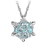 Dolland Women Vintage Blue Crystal Snowflake Zircon Flower Silver Pendants Necklaces Jewelry,Light Blue