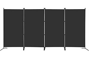 MAYOLIAH 4 Panel Privacy Screen Room Dividers 6FT Tall Portable Office Wall Divider for Rooms Separator 136"x20"x71", Black