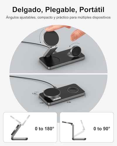 Cargador Inalámbrico 15W para Samsung,3 en 1 Cargador Magsafe,Soporte de Carga Magnética Compatible con Galaxy S26/S25/S24/S23/Z Fold/Flip Serie,Galaxy Watch Ultra/8/7/6/5,Galaxy Buds Pro/3/2(Negro)