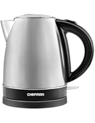 Chefman Stainless Steel Electric Kettle with BPA Free Interior Quick Boil, Swivel Base for Cordless Pouring or Filling and Auto Shutoff â€“ 1.7 Liter 1500 Watts 120V (Silver)