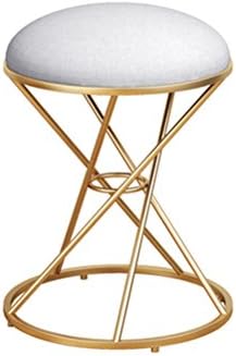 Shoe stool ZI LIN SHOP- European Style Iron Small Round Stool Fabric Sofa Stool Simple Creative Modern Makeup Chair Dressing Stool(33X40CM) (Color : Gray)