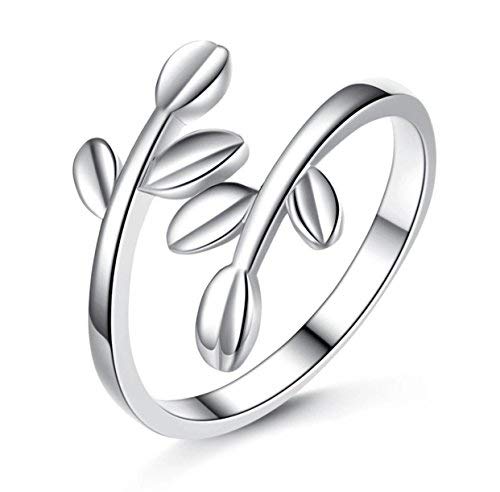 Iszie 925 Sterling Silver Little Leaf Adjustable Ring Foe Women Gift for Girls women