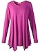 LARACE Womens Long Sleeve Flattering Comfy Tunic Loose Fit Flowy Top (3X, Fushia)