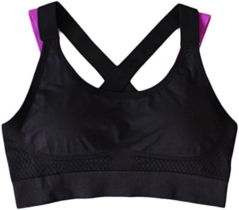 Esast Womens High Impact Criss Cross Back Plus Size Running Sports Bra Black S