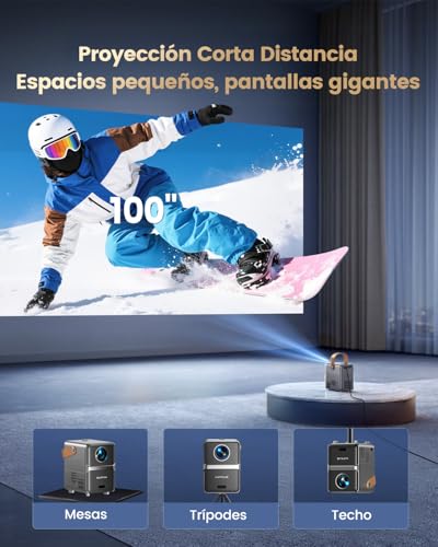 Mini Portable Projector 4K 【Netflix Ready/Dolby】 WiMiUS Projector 1080P FHD with Auto Keystone/E-Focus, Integrated WiFi & Bluetooth Apps, Portable Projector 4K Home Cinema for Mobile/PC/HDMI ARC