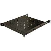 Navepoint 1U 19-Inch Fixed 4-Post Rack Mount Server Shelf with Adjustable Depth from 18-29 Inch Black
