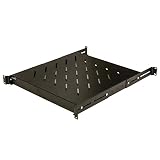 NavePoint 1U 19-Inch Fixed 4-Post Rack Mount Server Shelf with Adjustable Depth from 18-29 Inch Black