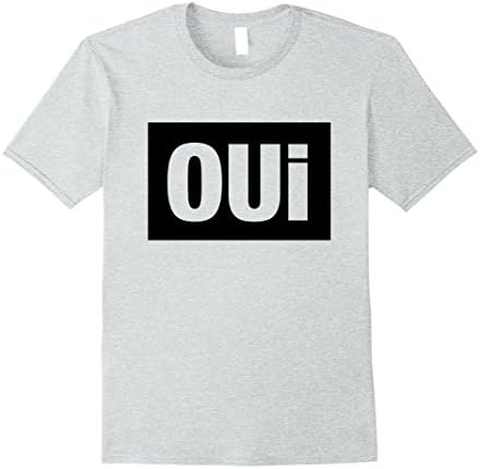 Mens Black Block French Oui Teacher Foreign Language tee Shirt Large Heather Grey
