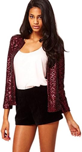 Neestaa Classic Female Purple Black Silver Sequins Long Sleeved Small Jackets