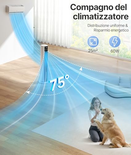 EXNOS Ventilatore a torre con raffreddamento ad acqua – ventilatore a piantana con telecomando silenzioso, aria condizionata mobile senza tubo di scarico, 3 modalità e gradini, aroma timer 12H, Bianco