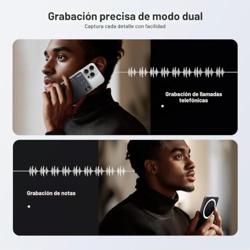 AI Voice Recorder 64GB Memory, AI Voice Recorder Free Transcription and Chatgpt Summary, Support for Real Time Translation in 121 Languages, Support for App and Networks, Wireless Charging