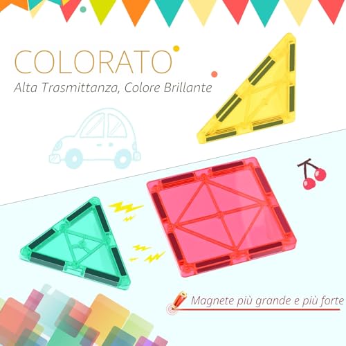 Katiago Magnetic Buildings for Children, 100 Pieces 3D Magnetic Buildings Blocks Magnets Children Stem Creativity Educational Toys Gifts for Over 3 Years (100 psc)