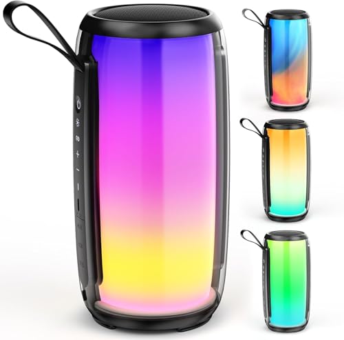 JYX Bluetooth Lautsprecher 5.3, 60W Tragbarer Party Lautsprecher, als Tischlampe und Campinglampe nutzbar, Beat-gesteuertes RGB-Licht, 20 Std. Akku, I