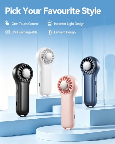 Winwj Hand Fan with Cooling Function, Portable 20000RPM High Speed 20.5 Hours Runtime, 4 Speeds USB Rechargeable Small Fan for Travel