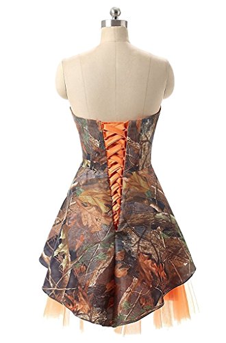 Dingzan Strapless Camo And Tulle Mini Junior Bridesmaid Prom Gowns