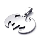 TEMEGO Jewelry Mens Stainless Steel Vintage Pendant Gothic Batman Symbol Necklace, Silver