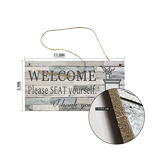 Funny Bathroom Wall Decor Sign, Printed Wood Plaque Sign Wall Hanging Welcome Sign Please Seat yourself Wall Art Sign , 11.8\