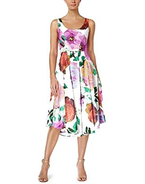 Floral Print Sleeveless Midi Fit & Flare Cocktail Dress