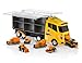 Advanced Play Construction Set car Carrier Truck Toys for Boys and Girls Includes 12 Slots and 6 Mini Construction Trucks for Kids and Toddlers Ages 3+
