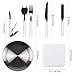 Odoland 12 Piece Silverware Kit Cutlery Organizer Utensil Picnic Set with Stainless Steel Plate, Spoon, Butter and Serrated Knife, Wine Opener Fork and Napkin, Perfect for Hiking, Camp Kitchen, BBQthumb 2