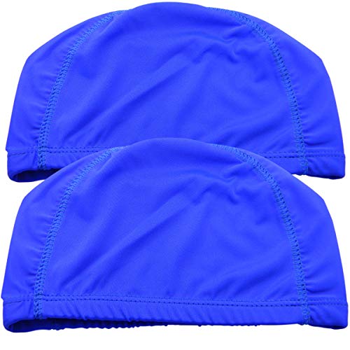 Qualtiy Yes QY 2Pack Superior Polyester Cloth Fabric Bathing Cap Swimming Caps Swimming Hats for Water Sports (Blue)