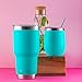 CHILLOUT LIFE 30oz Stainless Steel Tumbler with Lid - Double Wall Vacuum Insulated Large Travel Coffee Mug with Splash Proof Lid and Straw for Hot & Cold Drinks, Teal Tumbler, Pack of 1