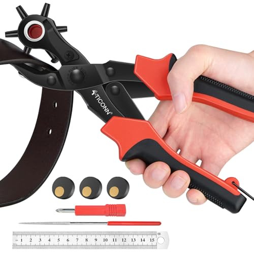 Photo 1 of TICONN Leather Hole Punch Tool Set, Heavy Duty Multi-Size Hole Puncher Tool for Belts, Watch Bands, Plastic, Fabric