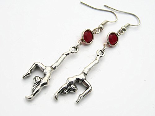 Gymnast Birthstone Earrings, Gymnastics Earrings, Athletic Earrings, Gymnastic Mom Earrings, Personalized Sports Jewelry