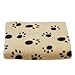 RZA Pet Blanket for Dog Cat Animal 39 x 27 Inches Fleece Black Paw Print All Year Round Puppy Kitten Bed Warm Sleep Mat Fabric Indoors Outdoors (Tan)