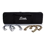 Champion Sports Horseshoe Set: Traditional Outdoor Lawn Game includes Four Professional Solid Steel Horseshoes with Solid Steel Stakes & Carrying Storage Case
