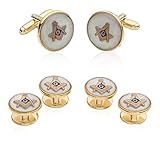 Cuff-Daddy Mother of Pearl Freemason Masonic Formal Set Cufflinks and Studs with Presentation Box